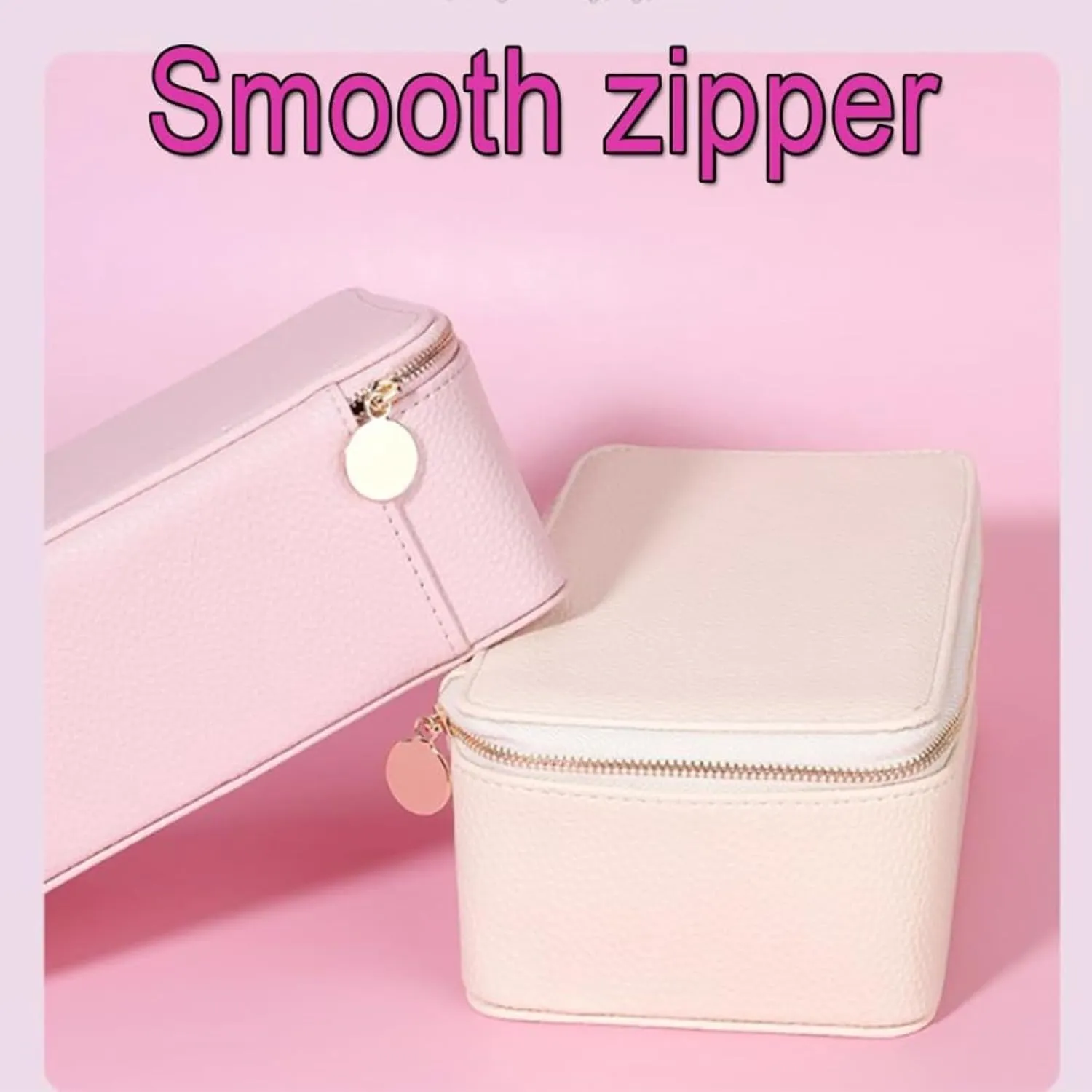 Rings, Bracelets (Beige) Familiarn Travel dormant accede Jewelry Box with Small Pouches, For Womens Earring, Necklace, 