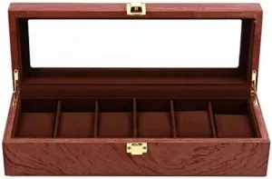 rodent Watch Display Box Organizer Watch Wooden Case Watch Storage Luxury Watch Case Display Organizer(Color:A) Watch Box Single For Men And Women 6 Slots Retro Wood 