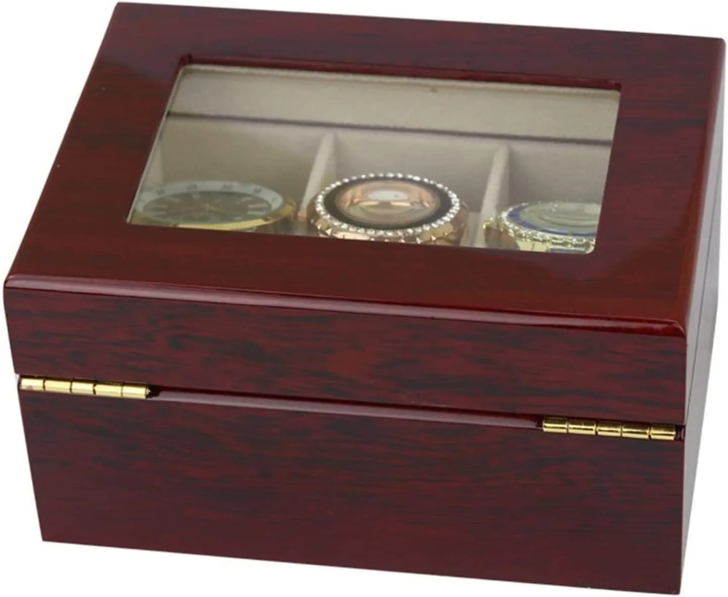 Roll Elegant Wood 3 Slots Watch Collector Box Holder Wristwatch disrepute Display Tray Lockable Storage Organizer Case Gift Watch Box Watch Winder Watch Case Watch 