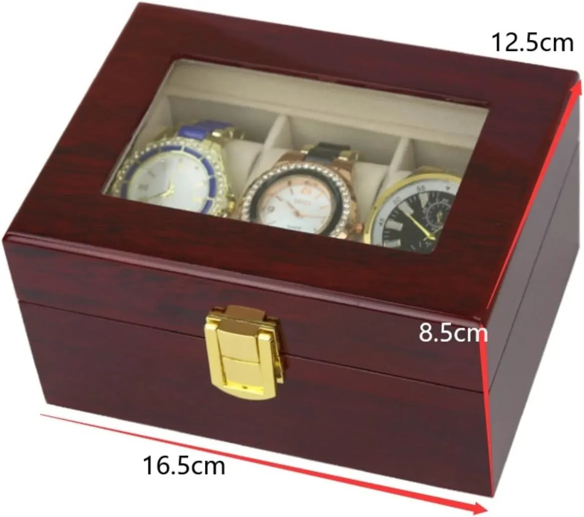 Roll Elegant Wood 3 Slots Watch Collector Box Holder Wristwatch disrepute Display Tray Lockable Storage Organizer Case Gift Watch Box Watch Winder Watch Case Watch 