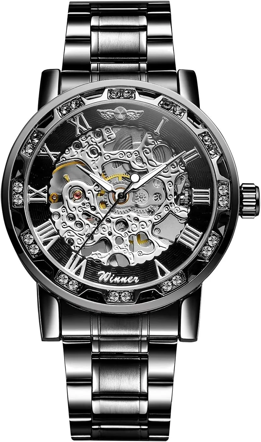 Roman Number Mechanical Skeleton chary break plateau soak Wrist Watch FORSINING Fashion Diamond Luminous Movement with 