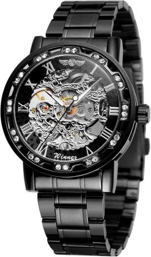 Roman Number Mechanical Skeleton chary break plateau soak Wrist Watch FORSINING Fashion Diamond Luminous Movement with 