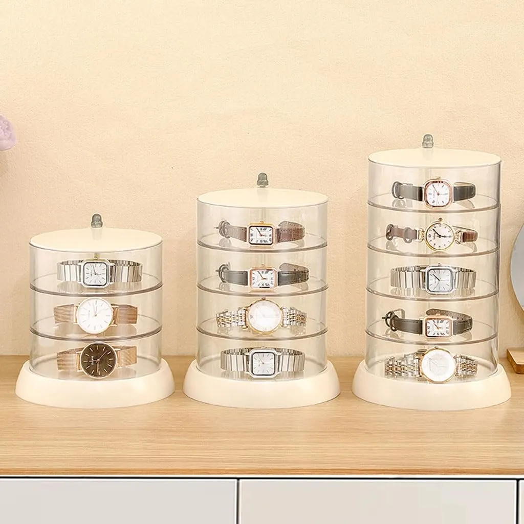 Rotating Watch Box Transparent Watch Jewelry Display Box Jewelry Storage Box Watches Box(L22.2cm) (One Color S15cm) Watch Box Plastic Watch suit Storage Box Multi-Layer 