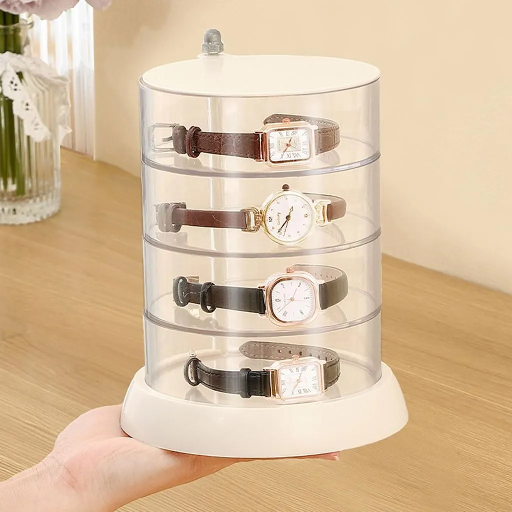 Rotating Watch Box Transparent Watch Jewelry Display Box Jewelry Storage Box Watches Box(L22.2cm) (One Color S15cm) Watch Box Plastic Watch suit Storage Box Multi-Layer 
