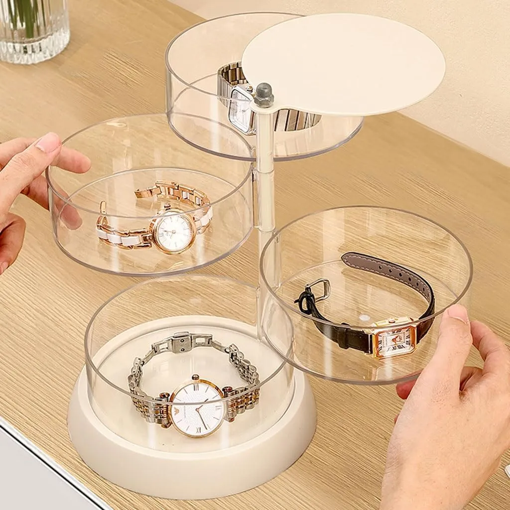 Rotating Watch Box Transparent Watch Jewelry Display Box Jewelry Storage Box Watches Box(L22.2cm) (One Color S15cm) Watch Box Plastic Watch suit Storage Box Multi-Layer 