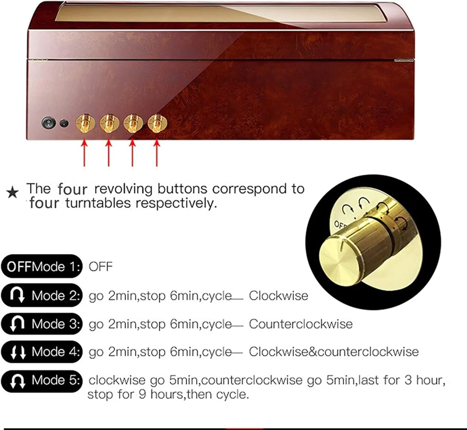 Rotation Modes,C 8 9 Automatic Watch Winder Wood Shell Piano Paint Exterior Flexible Watch Pillows Quiet fuller waist skim tail ridicule alienate Motor 4 