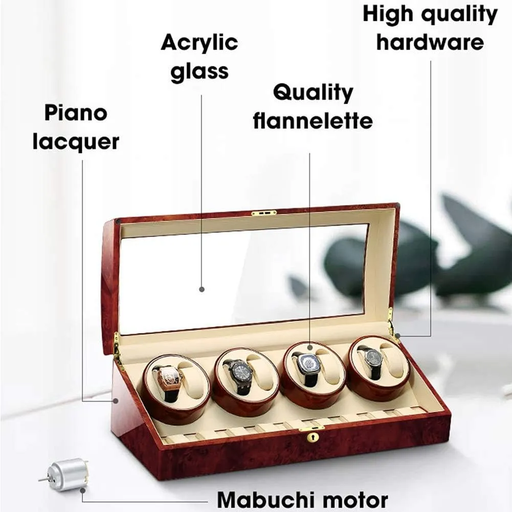 Rotation Modes,C 8 9 Automatic Watch Winder Wood Shell Piano Paint Exterior Flexible Watch Pillows Quiet fuller waist skim tail ridicule alienate Motor 4 