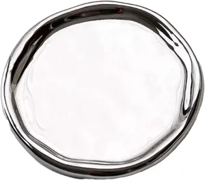 Round Shape Holder Plate, Watch Keys Holder For Mother's Day,Christmas,Valentine,Birthday Gift (Silver Round) Ceramic gear Jewelry Dish For Women, Jewelry Tray Decorative Trinket Dish, 
