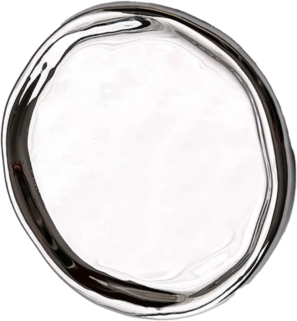 Round Shape Holder Plate, Watch Keys Holder For Mother's Day,Christmas,Valentine,Birthday Gift (Silver Round) Ceramic gear Jewelry Dish For Women, Jewelry Tray Decorative Trinket Dish, 