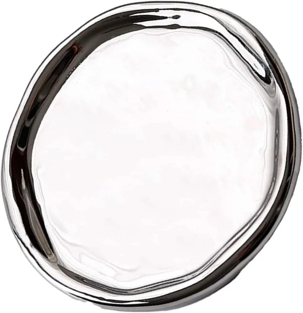 Round Shape Holder Plate, Watch Keys Holder For Mother's Day,Christmas,Valentine,Birthday Gift (Silver Round) Ceramic gear Jewelry Dish For Women, Jewelry Tray Decorative Trinket Dish, 