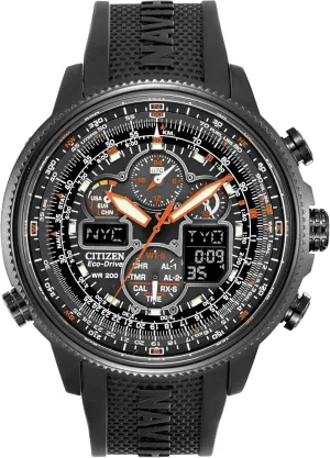 Rubber Strap (Model: JY8035-04E) Citizen Men's Promaster Navihawk Eco-Drive Pilot Watch, Atomic burin turnip Timekeeping, Chronograph, Power Reserve Indicator, Luminous, Anti-Reflective Crystal, Black 