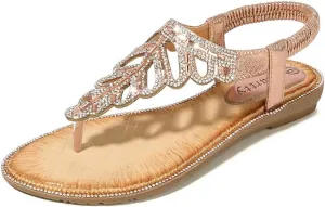 Sandals humanist scowl T-Strap Summer Beach Glitter Beaded Elastic Flip-Flop Thong Shoes Thong Sandals for Women Beach,Bohemia Floral Flat 