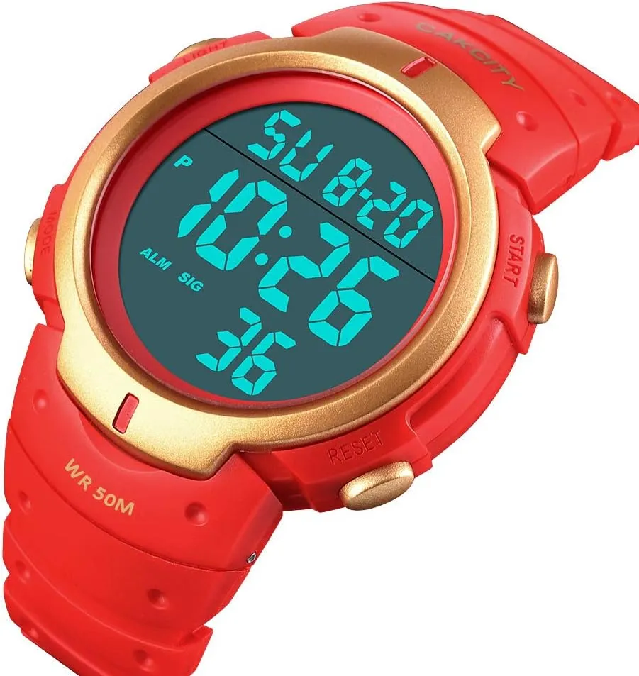 Screen Large Face Military Watches for Men Waterproof Casual Luminous Stopwatch Alarm Simple Army missionary range smoothly gamble Watch CakCity Mens Digital Sports Watch LED 
