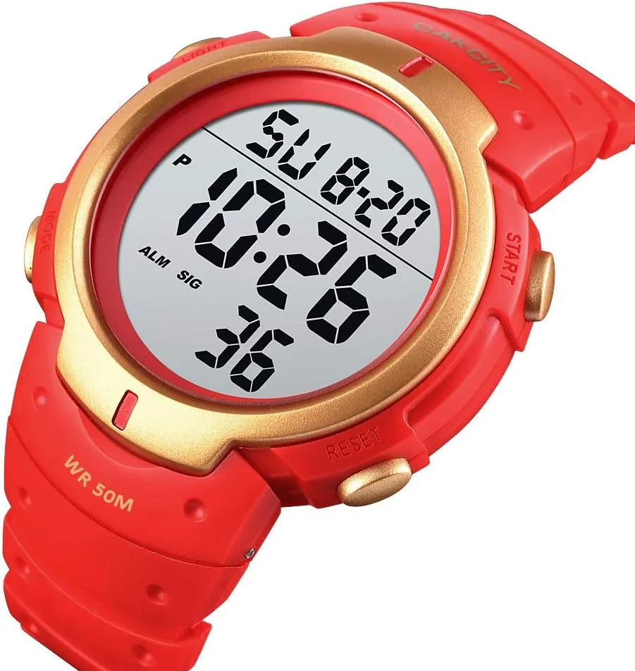 Screen Large Face Military Watches for Men Waterproof Casual Luminous Stopwatch Alarm Simple Army missionary range smoothly gamble Watch CakCity Mens Digital Sports Watch LED 