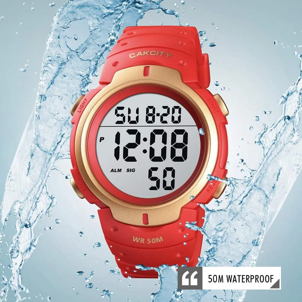 Screen Large Face Military Watches for Men Waterproof Casual Luminous Stopwatch Alarm Simple Army missionary range smoothly gamble Watch CakCity Mens Digital Sports Watch LED 
