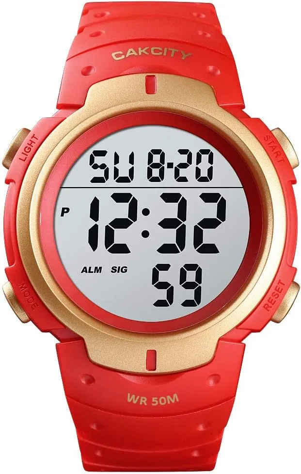 Screen Large Face Military Watches for Men Waterproof Casual Luminous Stopwatch Alarm Simple Army missionary range smoothly gamble Watch CakCity Mens Digital Sports Watch LED 
