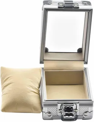 screw facsimile Organizer with Removable Pillows, 3.54x2.76x2.17 Inch, Gift for Watch Lovers Watch Box Men Display Storage Case with Transparent Top, Aluminum Alloy Jewelry 