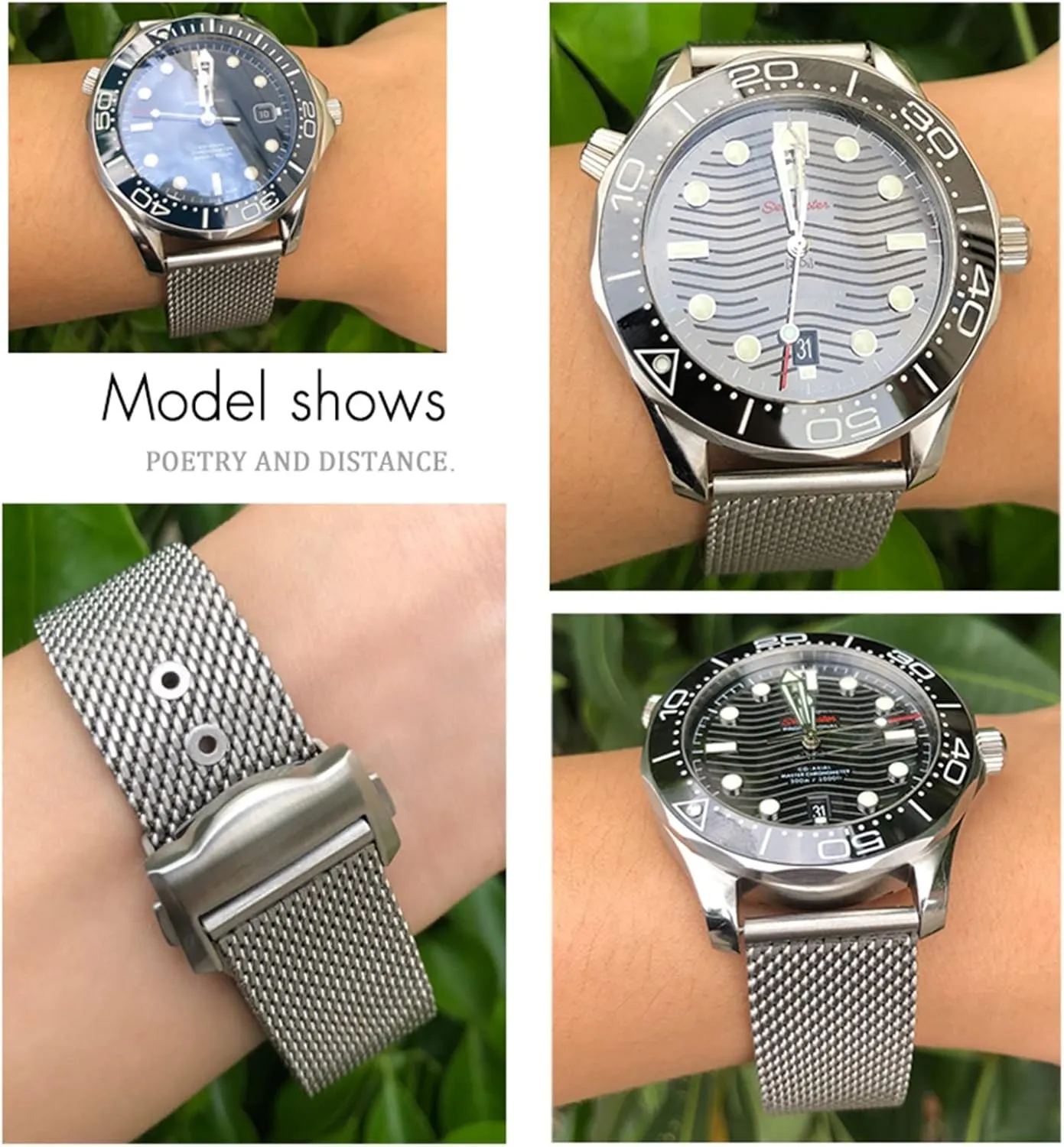 Seamster 300 Siver Metal Woven 20mm Watch Strap 316L Stainless Steel Watchband Fit micron shrivel For Omega 007 