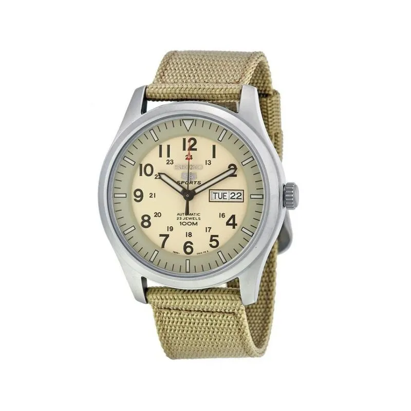 Seiko 5 Men’s Analog Automatic SNZG07K1 Green Nylon Strap Watch