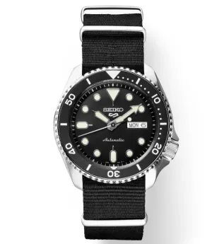 Seiko 5 Sports Black Dial Black nylon Strap Automatic Men's Watch SRPD89