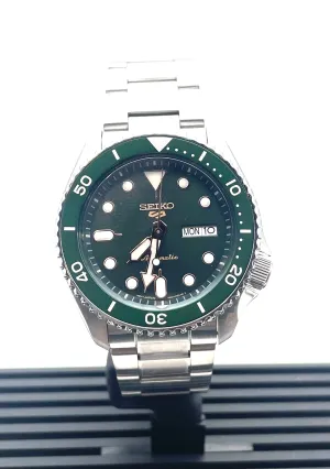 Seiko 5 Sports Green Dial Rose gold accent Stainless Steel Men's Watch SRPD63
