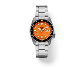 Seiko 5 Sports SKX Mid-Size Stainless Steel Orange Dial Men's Watch SRPK35