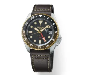 Seiko 5 Sports SKX Series Automatic 42.5mm Black dial Brown leather strap Men's Watch SSK036