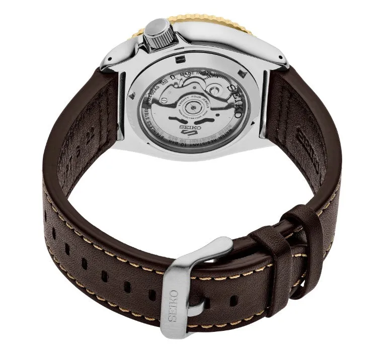 Seiko 5 Sports SKX Series Automatic 42.5mm Black dial Brown leather strap Men's Watch SSK036