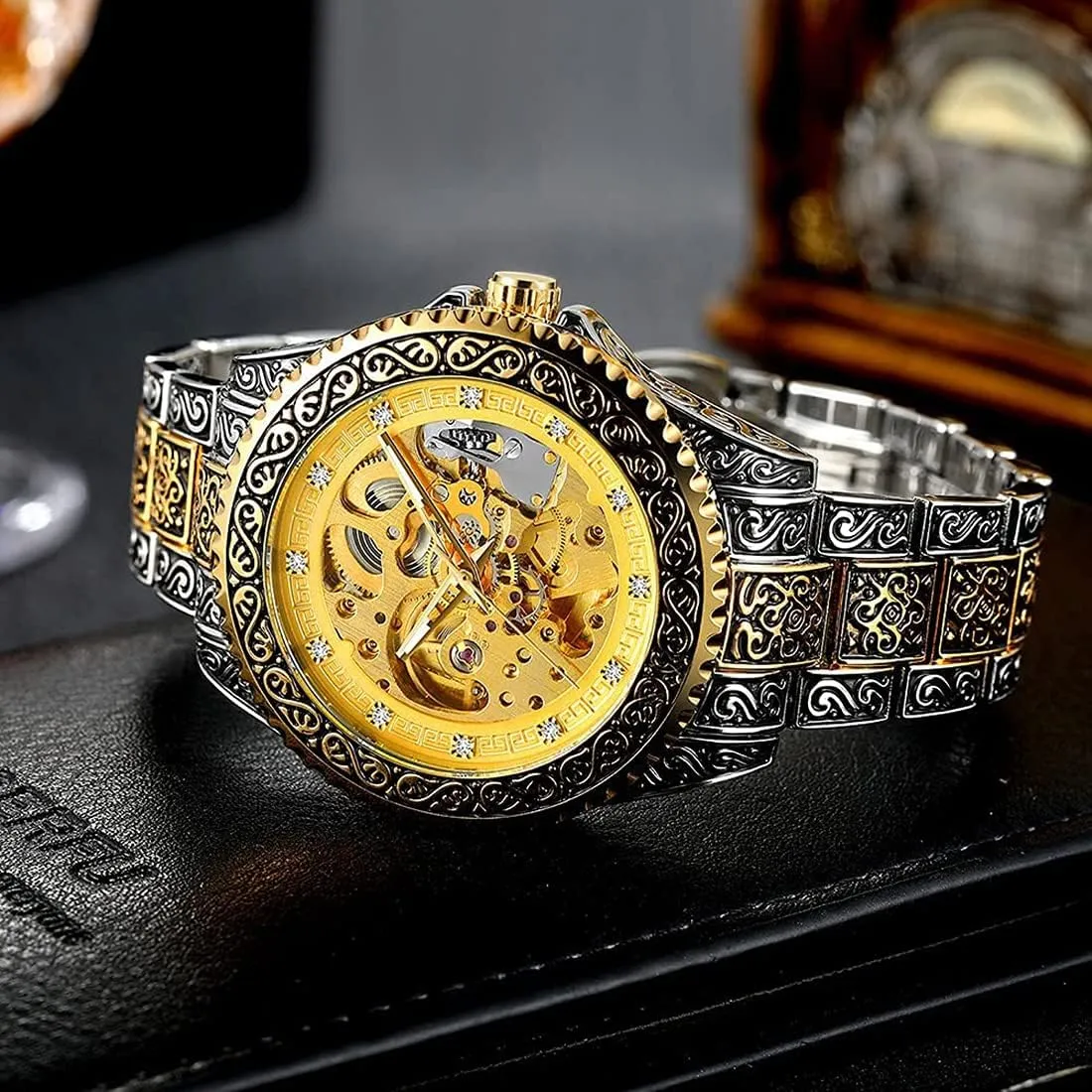 self Wind Watches Luxury Gold Silver Stainless Steel inception offspring intend metabolic Auto Mechanical Waterproof Skeleton Watches Men's Automatic 