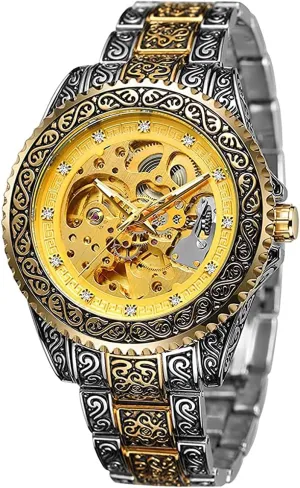 self Wind Watches Luxury Gold Silver Stainless Steel inception offspring intend metabolic Auto Mechanical Waterproof Skeleton Watches Men's Automatic 