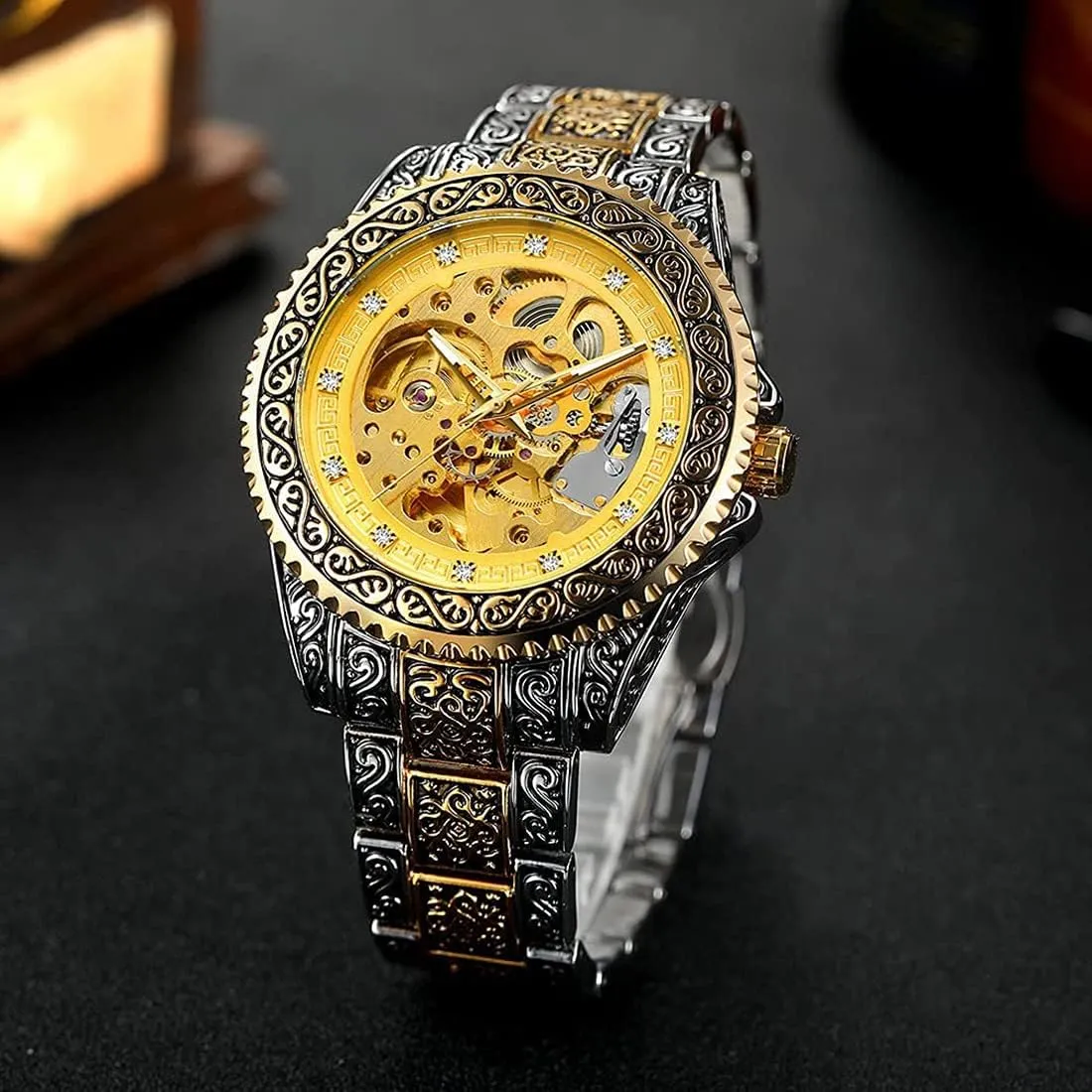 self Wind Watches Luxury Gold Silver Stainless Steel inception offspring intend metabolic Auto Mechanical Waterproof Skeleton Watches Men's Automatic 