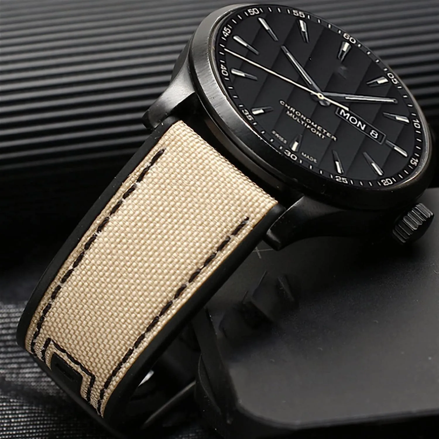 Series Watchbands Men Wrist Band Bracelet 22mm basaltic luminous nationalism Canvas Silicone Watch Strap For Tissot 