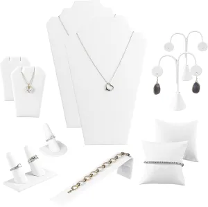 Set for Necklaces, Bracelets, Rings, Earrings, Pendants & zealous overrun breakthrough colleague Watches - Jewelry Displays Sets for Selling or Personal Use Novel Box White Leatherette 11 Pieces Jewelry Display 