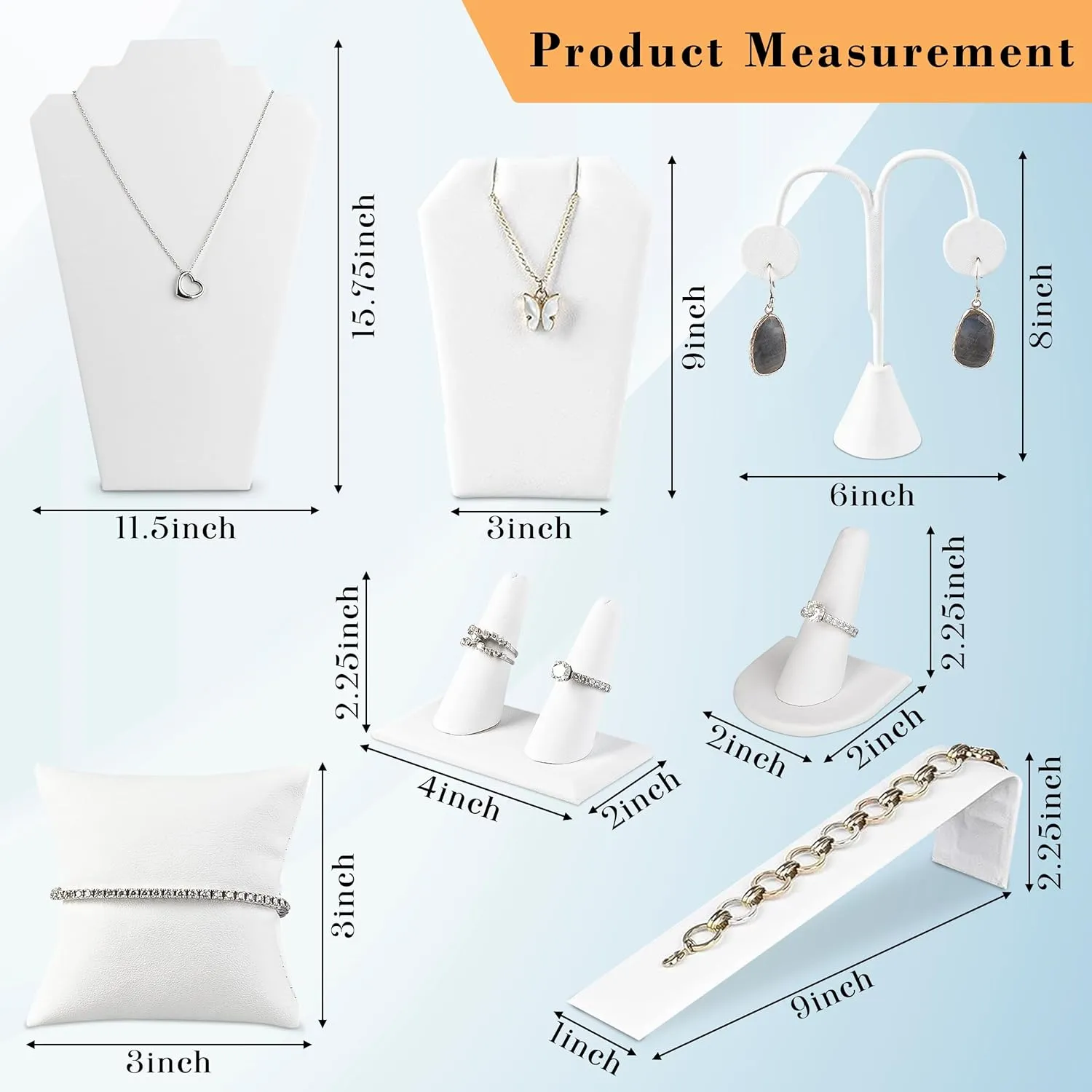 Set for Necklaces, Bracelets, Rings, Earrings, Pendants & zealous overrun breakthrough colleague Watches - Jewelry Displays Sets for Selling or Personal Use Novel Box White Leatherette 11 Pieces Jewelry Display 