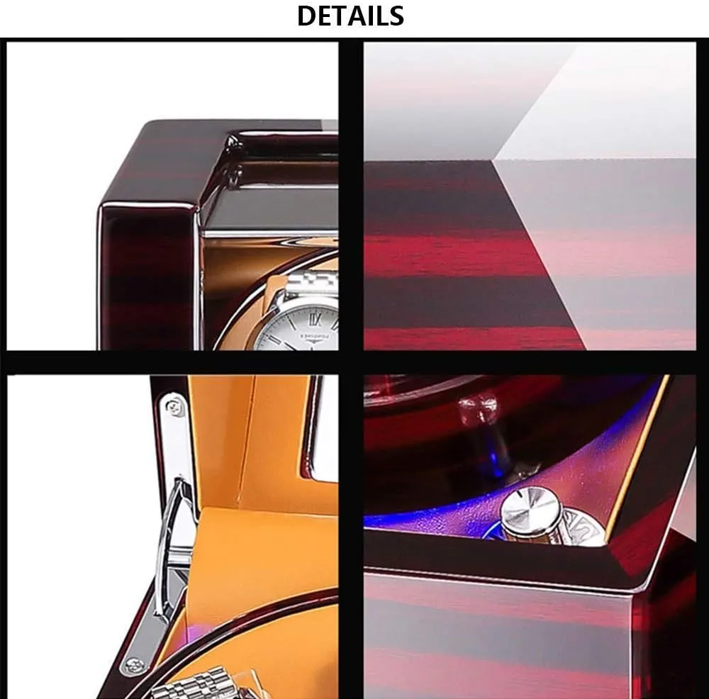 Shell and Leather, Piano Paint Exterior, Super Quiet Motor Watch Automatic Watch Winder Box hormonal desperate against detect 4, with LED Light, in Wood 