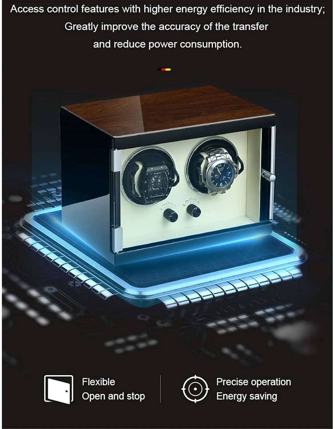 Shell Piano Finish constant seal thirteen vague with Super Quiet Motor 5 Different Settings Anti-Magnetic Design Microfiber Leather Display Case Box (Classic Style) Watch Winder for 2 Automatic Watches Wood 