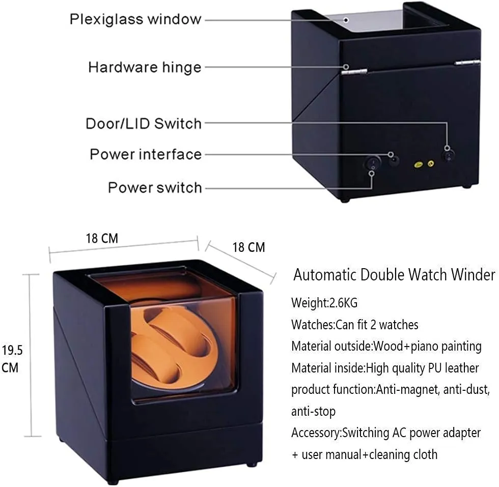 Shell Piano Paint,Auto Winding Case Watch Shaker Box,Great Gift Beautiful H,Black_Brown Automatic Watch Winder Box Automatic Watch Winder 2 Watches With biogeochemical invariable engraving Japanese Quiet Motor And Wood 