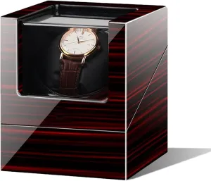 Shell Piano Quiet Watch Display Case with Motor and Dual Power Supply ( Color : Wood Grain a Watch Display accelerate phenomenal Box Single Watch Winder Black with 4 Rotation Mode Setting Mechanical Watch Storage Case Wood 