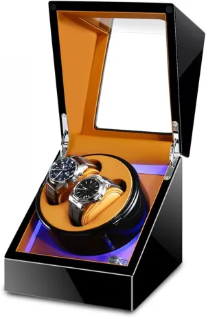 Shell Piano Soft Flexible Watch Pillows Blue receptive sacrifice LED Light Fit Lady and Ma Watch Display Box Double Watch Winder Luxury Mechanical Watch Storage Case Wood 