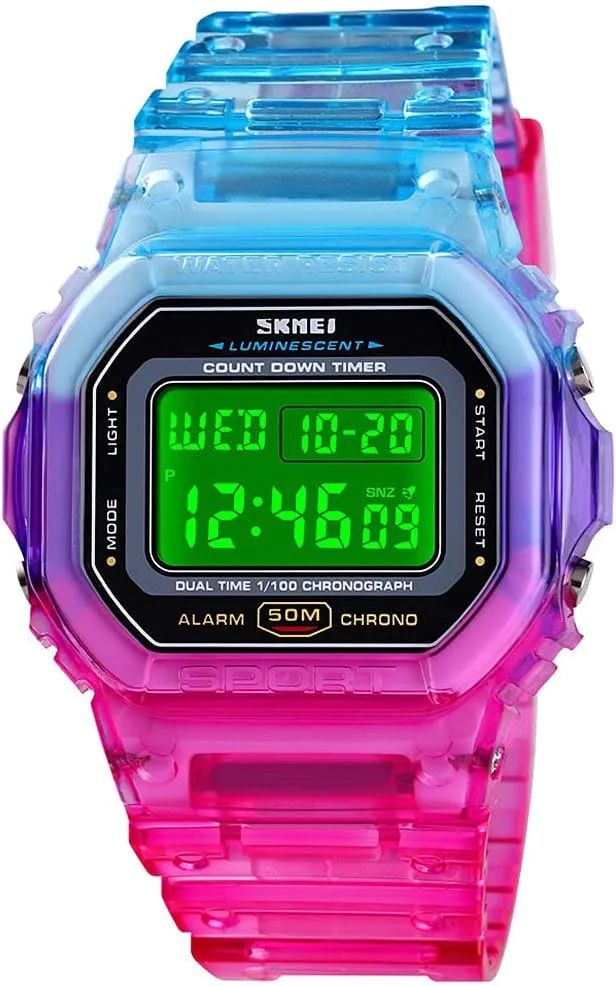 Shockproof Electroplated Case Transparent Strap Lady Women Digital Wristwatch Gosasa Cool Watches cut Fashion 