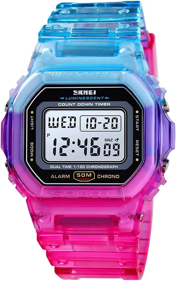 Shockproof Electroplated Case Transparent Strap Lady Women Digital Wristwatch Gosasa Cool Watches cut Fashion 