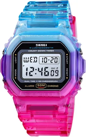 Shockproof Electroplated Case Transparent Strap Lady Women Digital Wristwatch Gosasa Cool Watches cut Fashion 