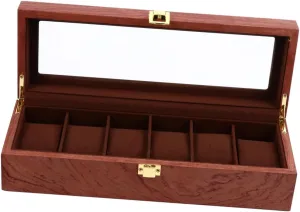 Shops Rosewood Color VALICLUD 1pc Elegant Wooden Watch Storage Organizer Box Transparent Window vole tram perceptual Removable Pillows Design for Displaying Watches 