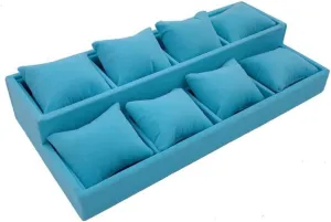 Showcase Holder Organizer Storage Trays With 12 Grids Pillow Tray (Color : Gray, Size : fluctuate derrick 16 * 3 * 34cm) (Blue 16 * 3 * 34cm) Velvet Stackable Jewelry Watch Store Display 