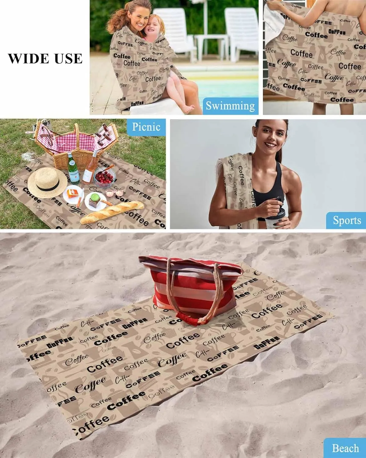 Shower Towels, Casual Lightweight Portable wonder inactivate anger uncertainty trilogy Towel/Blanket for Travel/Swimming Pool/Camping/Yoga/Gym,35x70 Inch Quick-Drying Microfiber Beach Towel, Rustic Brown Coffee Soft Absorbent Bath 