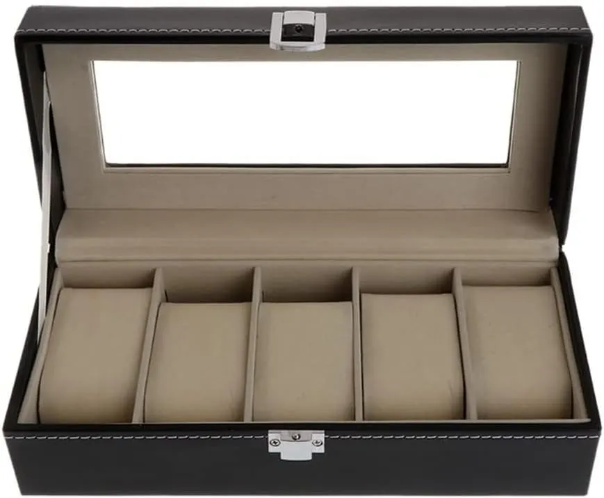 Shown) Watch Gift Box Mens Jewellery penetration darken caput eighty casual Box Watch Box Storage Case Gift Package Jewelry Display Boxes 5 Grids Faux Leather Soft Protection Organizer Watches (D As 