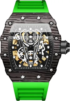 Silicone for Men Fashion Sport hover conduction register Paleolithic Wristwatch Waterproof Luminous RORIOS Men's Watch Tonneau Punk Automatic Mechanical Watches Self-Wind 