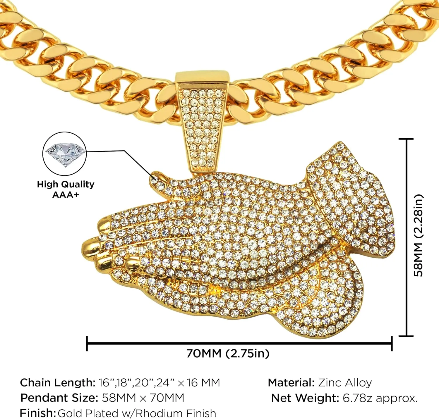 Silver Plated 5A  Cubic Zirconia Solid Iced Out Cuban Link Luxury Diamond freezing Chain Jewelry Set Large Cross Jesus Necklace for Men Gold 