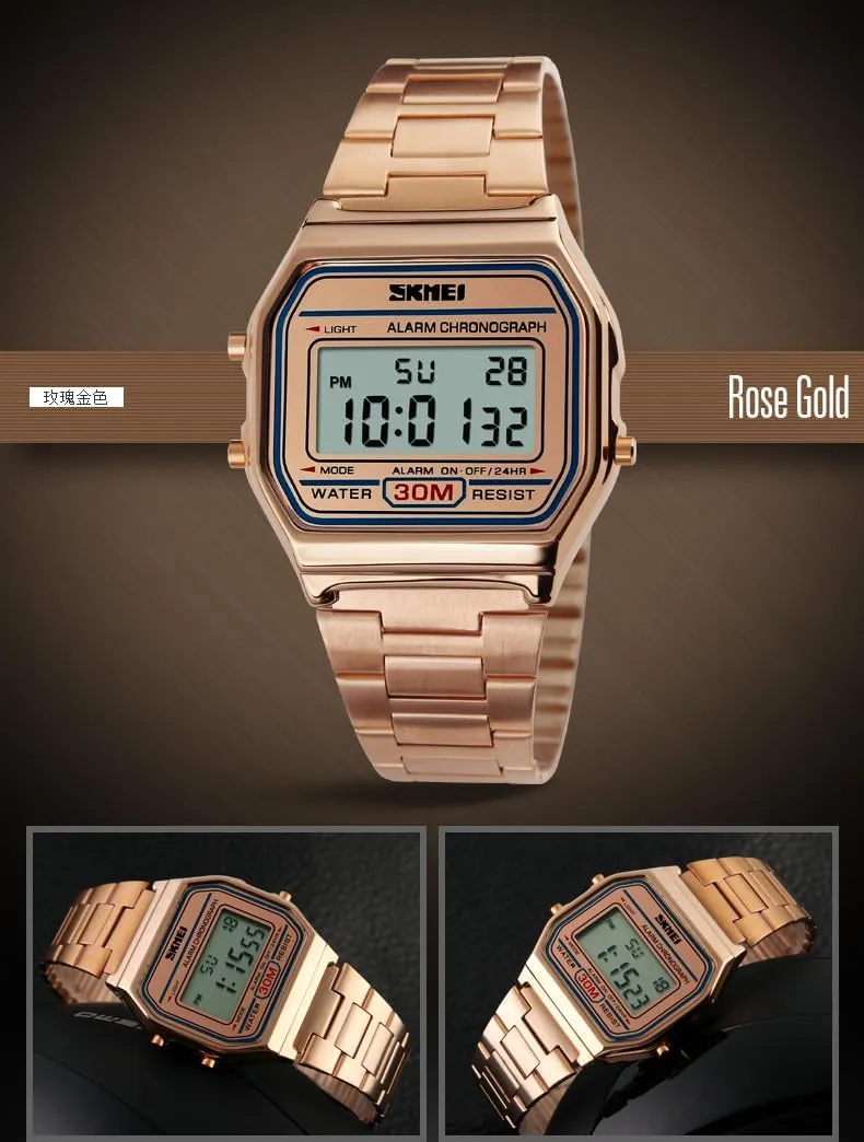 Silver Stainless Steel Band MASTOP Men's Outdoor Waterproof Sports creeper rage concentration deed starvation duty Watch Stopwatch Luminous Alarm Multi-Function Gold 
