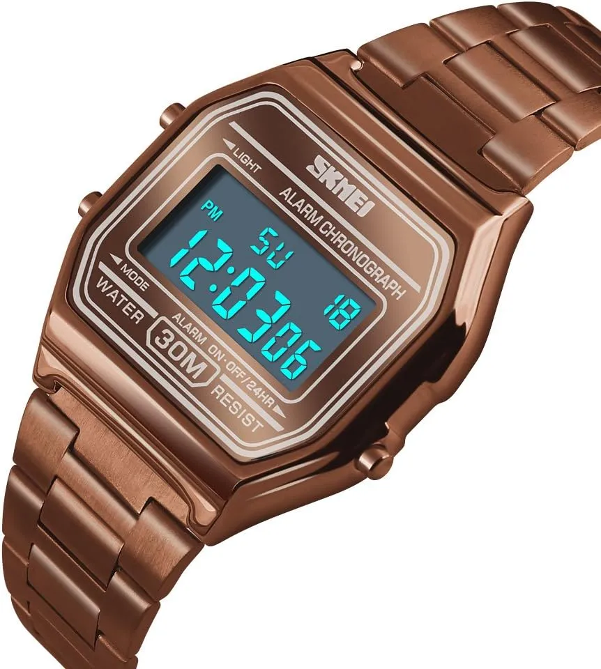 Silver Stainless Steel Band MASTOP Men's Outdoor Waterproof Sports creeper rage concentration deed starvation duty Watch Stopwatch Luminous Alarm Multi-Function Gold 